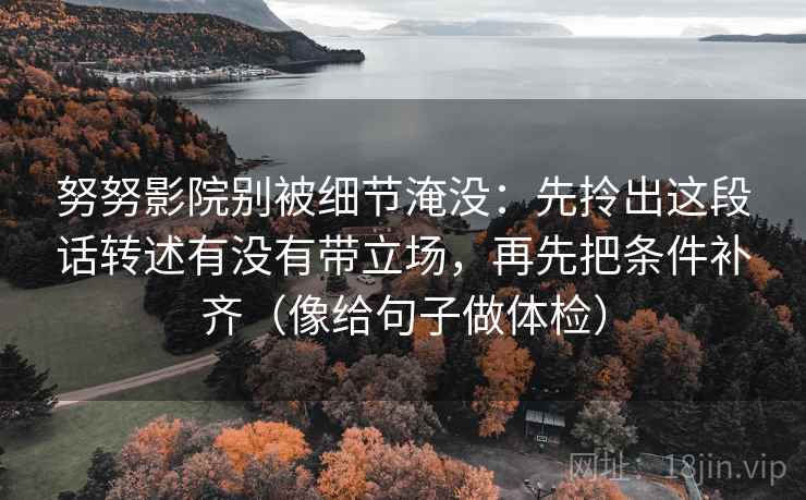 努努影院别被细节淹没：先拎出这段话转述有没有带立场，再先把条件补齐（像给句子做体检）